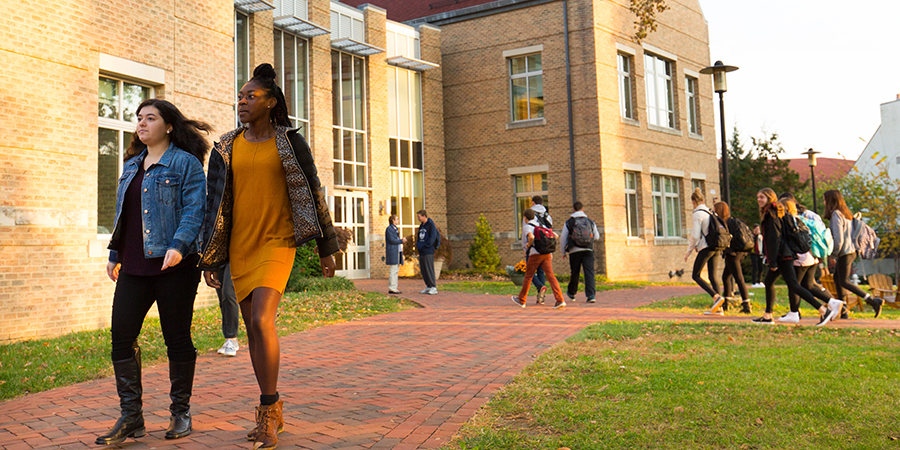 Student's walking on campus