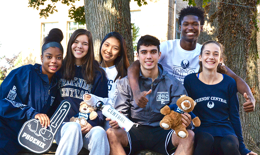 Friends' Central School Students with FCS merchandise